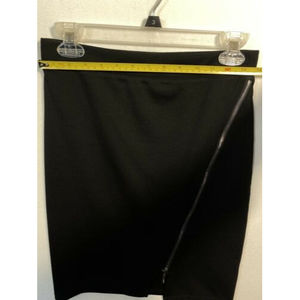 Guess Black Skirt Asymmetrical Zipper - Small, Stretch Waist Band, Slit Pencil